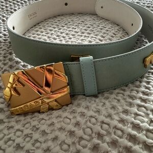 Escada Mint Belt with gift box Gold Buckle